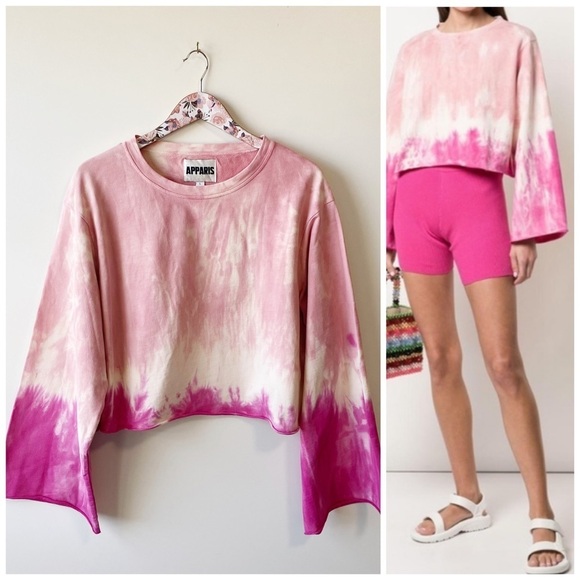 APPARIS Satya Wide Sleeve Tie Dye Sweater! Pink Sweatshirt Large - Picture 1 of 10